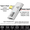 USB C to Dual Type-C Adapter 2-In-1 Splitter with 10Gbps Data & Hifi Headphone, 100W PD Charging for Macbook Laptop Phone Tablet