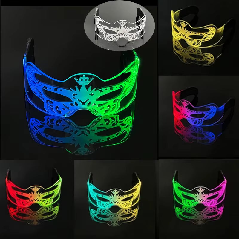 Led Luminous Glasses Bar Masquerade Concert Rave Goggles Rainbow Space Robot Futuristic Led DJ LIGHT Glasses Star Y2K Glasses