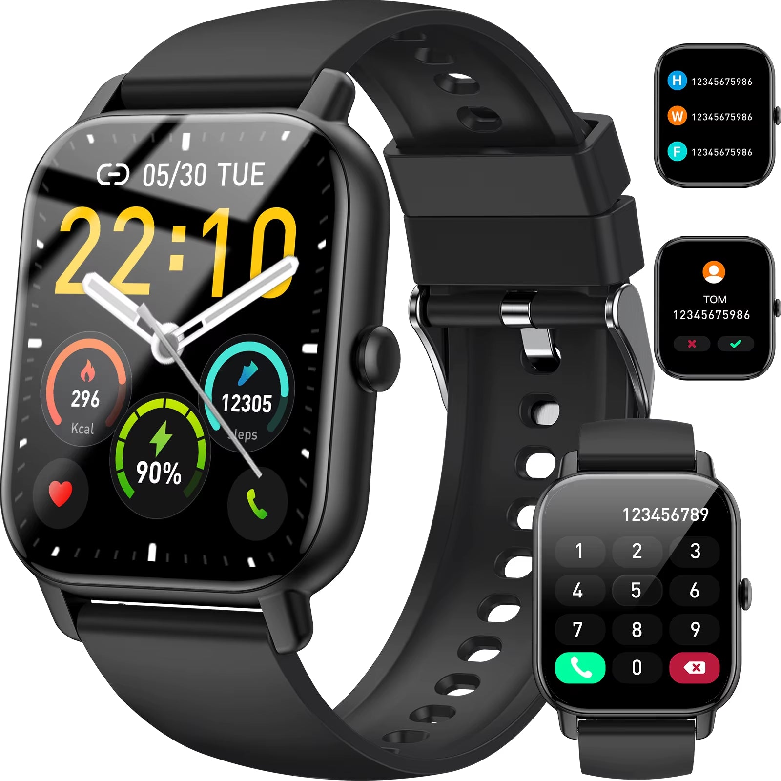 Smart Watch, 1.85" Sports Watch for IP68 Waterproof, 110+ Sport Modes, Fitness Activity Tracker, Ultra Thin Watch.