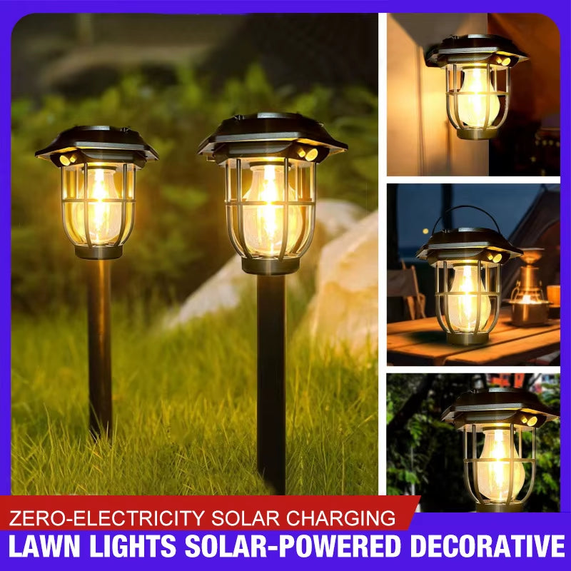 Solar Courtyard Lights, Outdoor Landscape Lighting, Automatic Sensing Tungsten Filament Lights, Garden Floor Lights, Lawn Lights