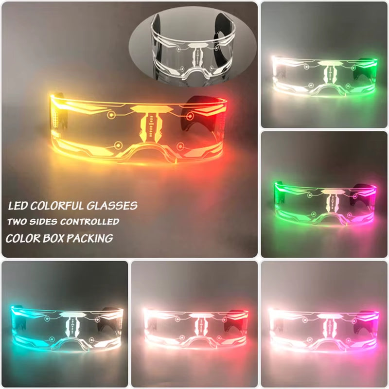 Led Luminous Glasses Bar Masquerade Concert Rave Goggles Rainbow Space Robot Futuristic Led DJ LIGHT Glasses Star Y2K Glasses