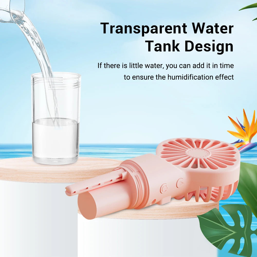 Handheld Spray Fan USB Personal Summer Cooling Fan Humidifiers Spray Hydration Fan 4 Speed Standing Fan for Camping Outdoor