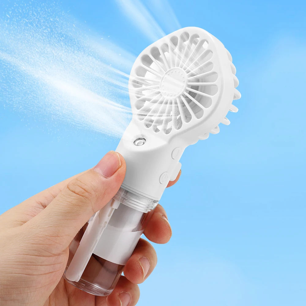 Handheld Spray Fan USB Personal Summer Cooling Fan Humidifiers Spray Hydration Fan 4 Speed Standing Fan for Camping Outdoor