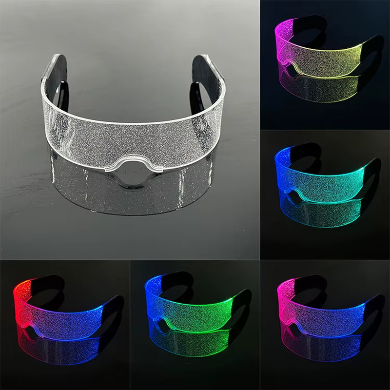 Led Luminous Glasses Bar Masquerade Concert Rave Goggles Rainbow Space Robot Futuristic Led DJ LIGHT Glasses Star Y2K Glasses