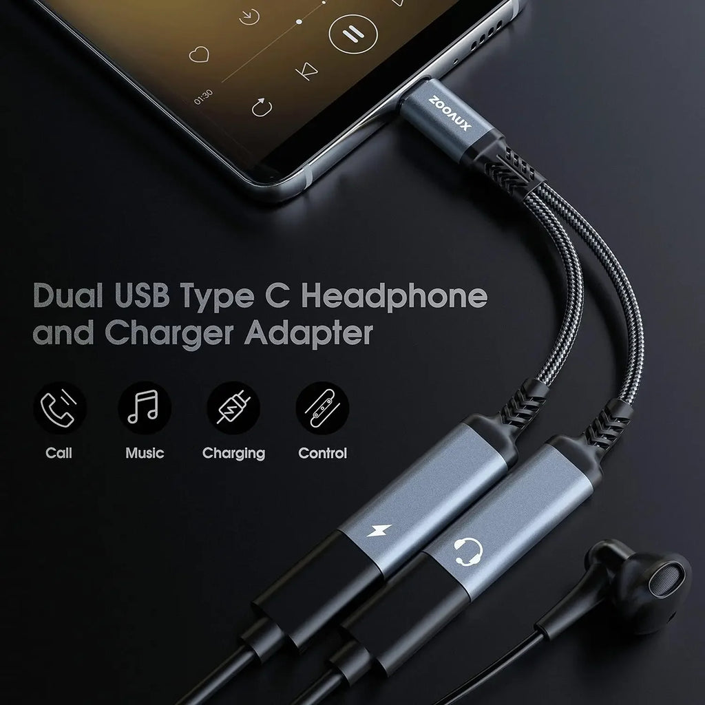 USB Type C Splitter for iPhones 15 USB C or Samsung S23 Ultra