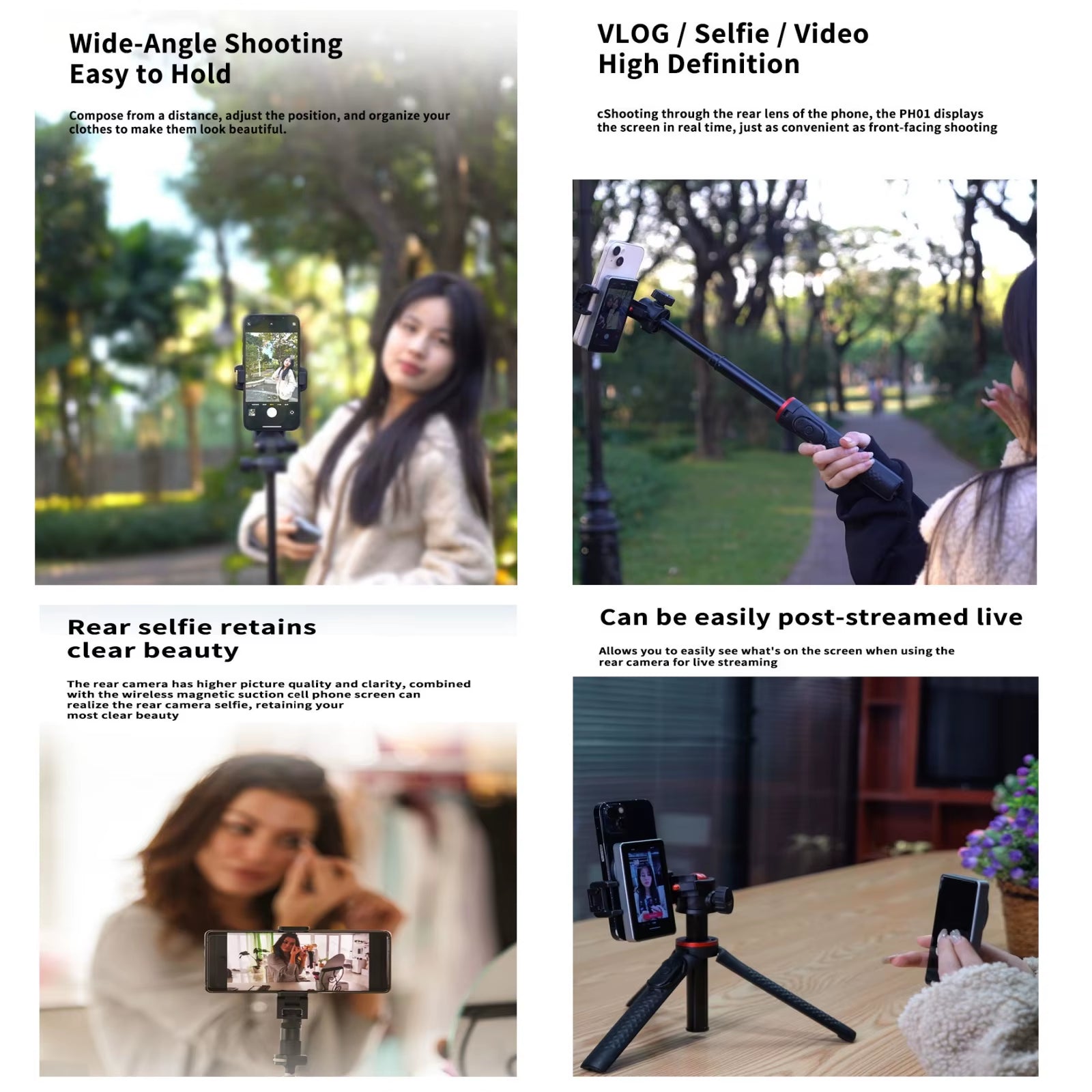 New Magnetic Phone Vlog Selfie Monitor Screen for Phone Rear Camera for Selfie Rear Camera Compatible with Iphone Android