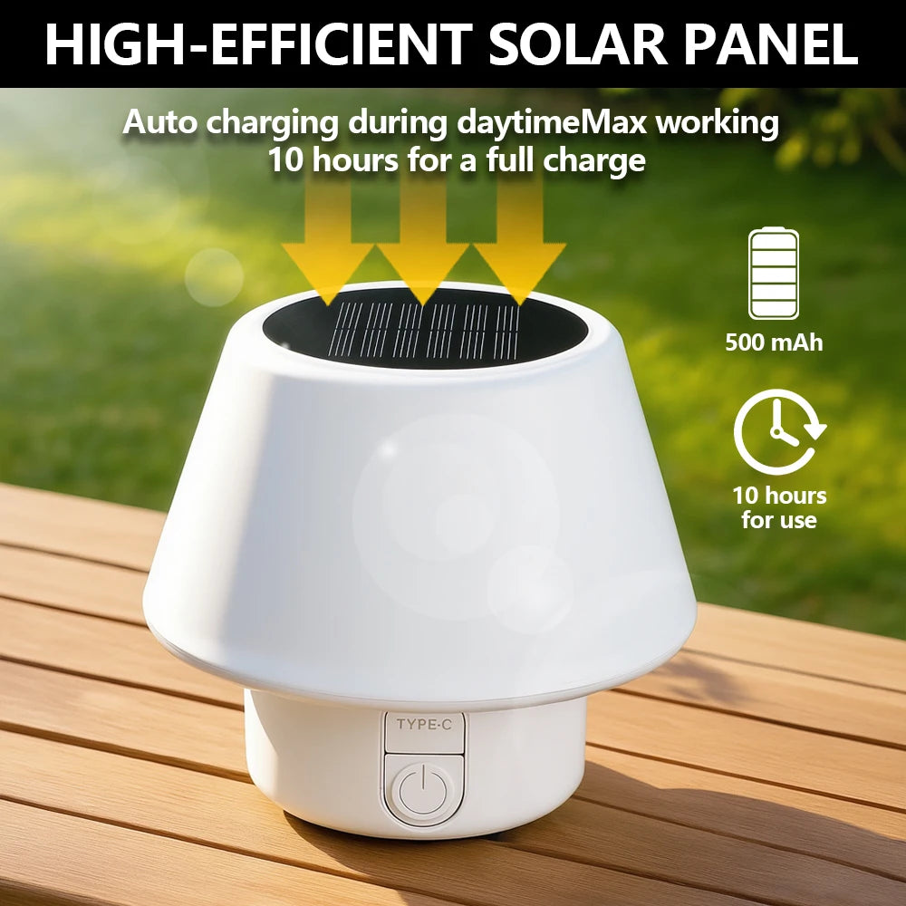 Mini, Solar, Waterproof, Rechargeable Table Lamp