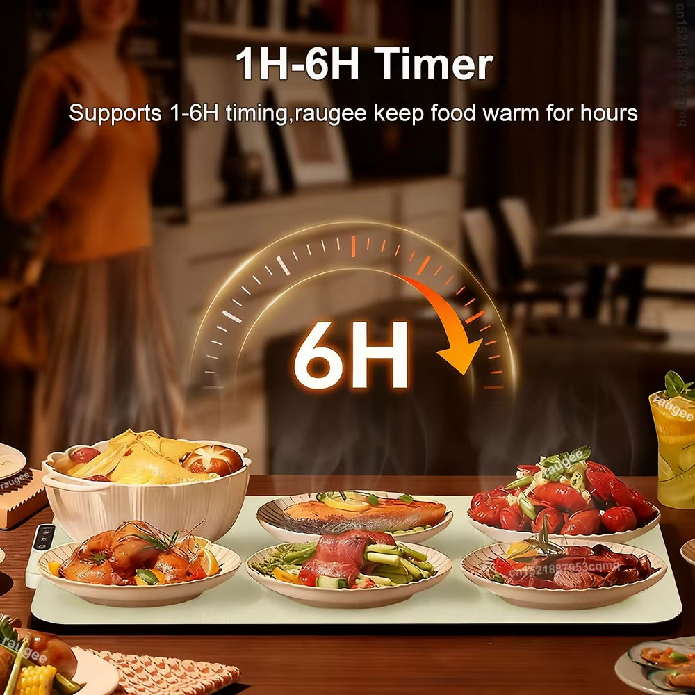 Electric Heating Plate Food Warmer Mat Silicone Dining Table Fast Warming Food Coffee Heater Tray Foldable Food Warming Plate