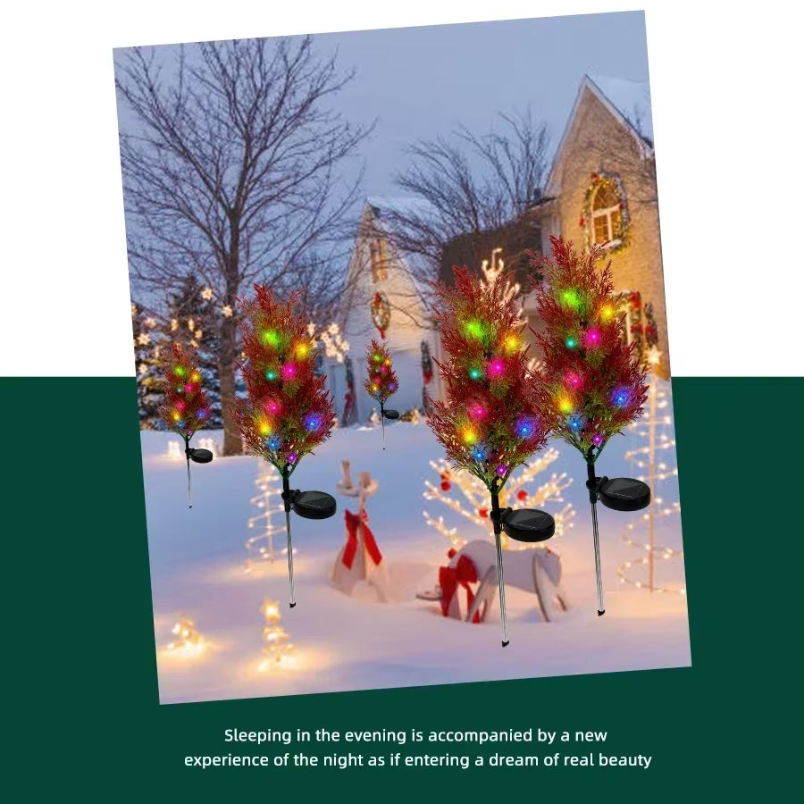 Solar LED Lights Christmas Tree Lawn Lamp Holiday Lantern for House Festive Wedding Courtyard Garden Decoration RGB Light