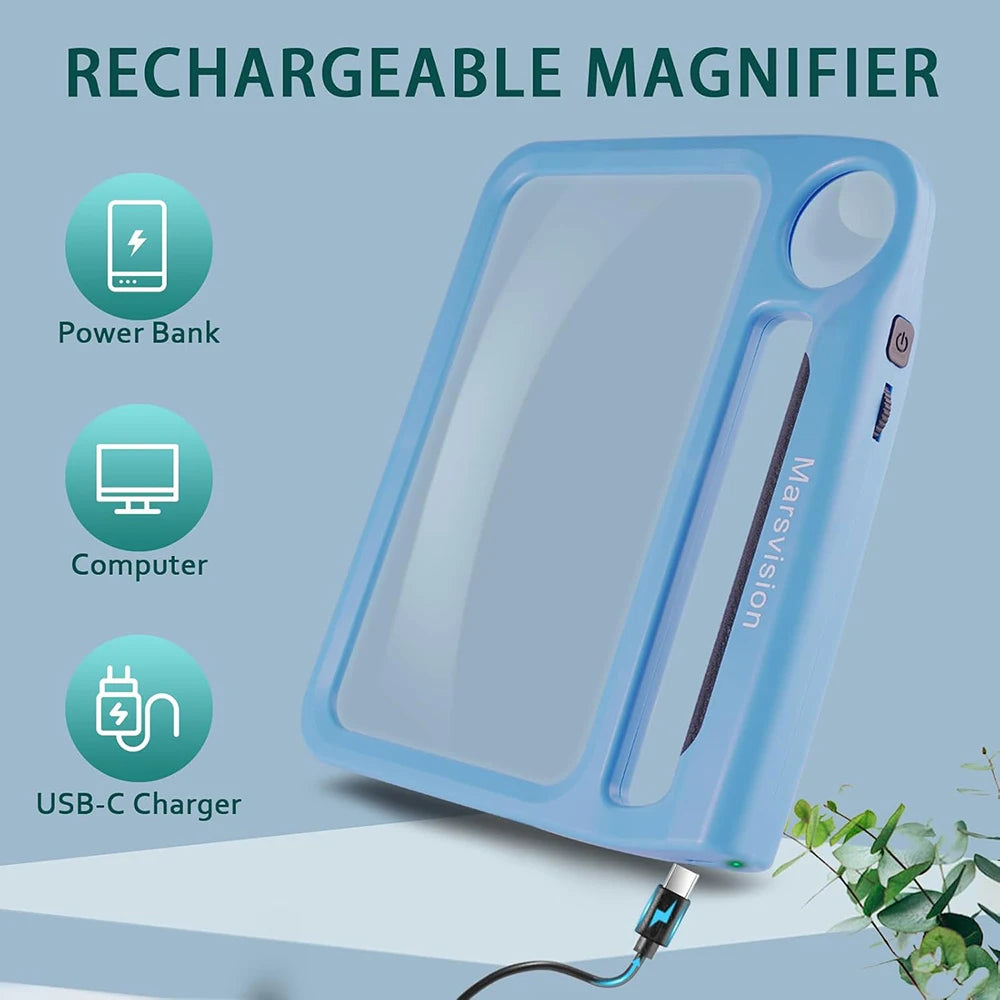5X 10X Full Page Reading Magnifier with Illumination Handheld Magnifier for Elderly Reading Low Vision Magnifier