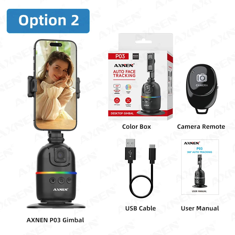 AI P03 Smart Gimbal 360 Auto Face Tracking All-In-One Rotation for Smartphone / Cameras / Action Cam Video Vlog Recording