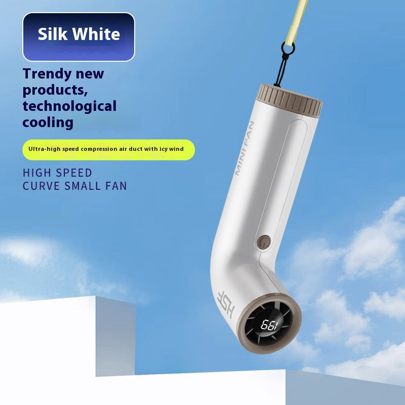 High-Speed Portable Fan Little Turbine Digital Display Charging Long Endurance Portable Fan Rechargeable Strong Wind 199 Gear Speed Electric Adjustable Turbo Handheld Fan