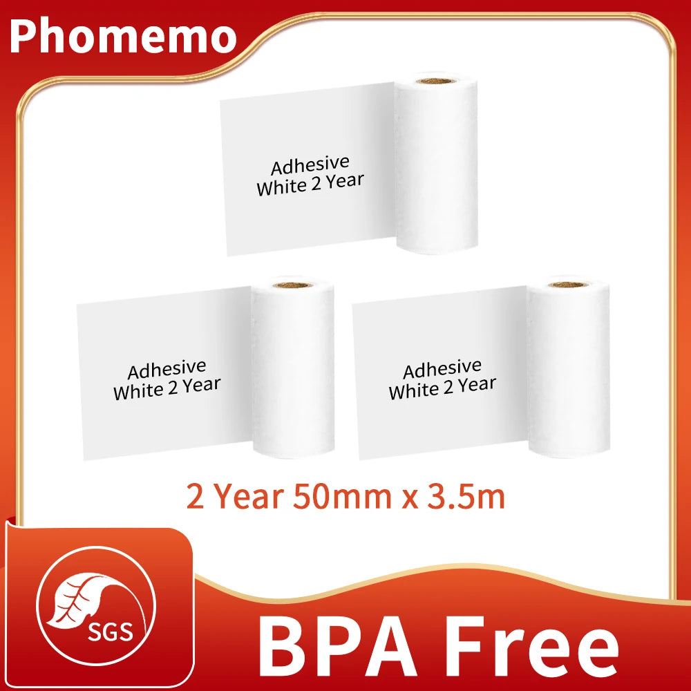 M02/M02Pro Thermal Sticker Paper Sticky Colorful Label Sticker Self-Adhesive Label Rolls Width 50/53Mm Phomemo Thermal Papers