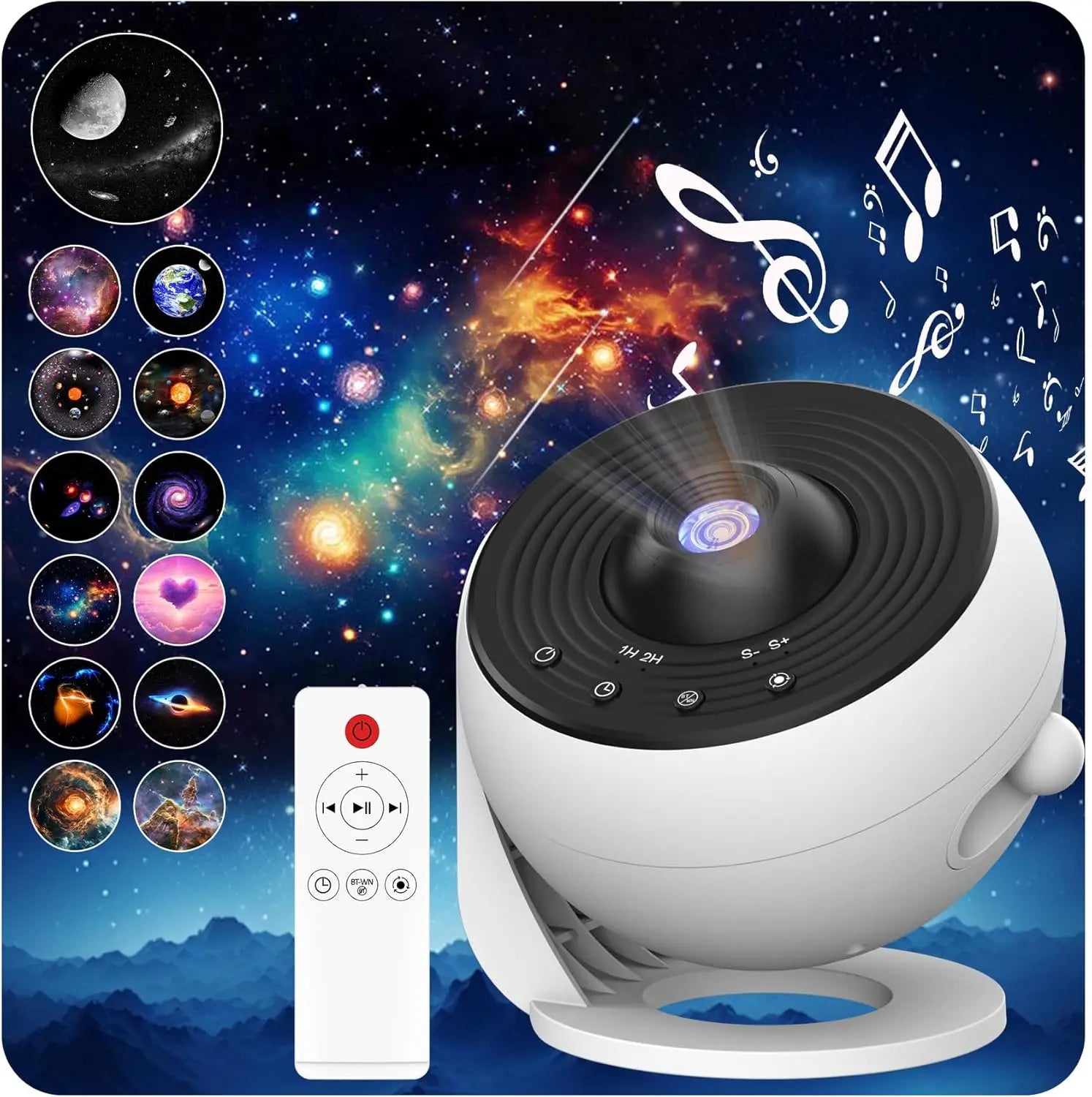 13-In-1 Star Projector Pro 360° Rotating HD Galaxy Projector Pro, with Remote Control White Noise Function, Bluetooth Speaker