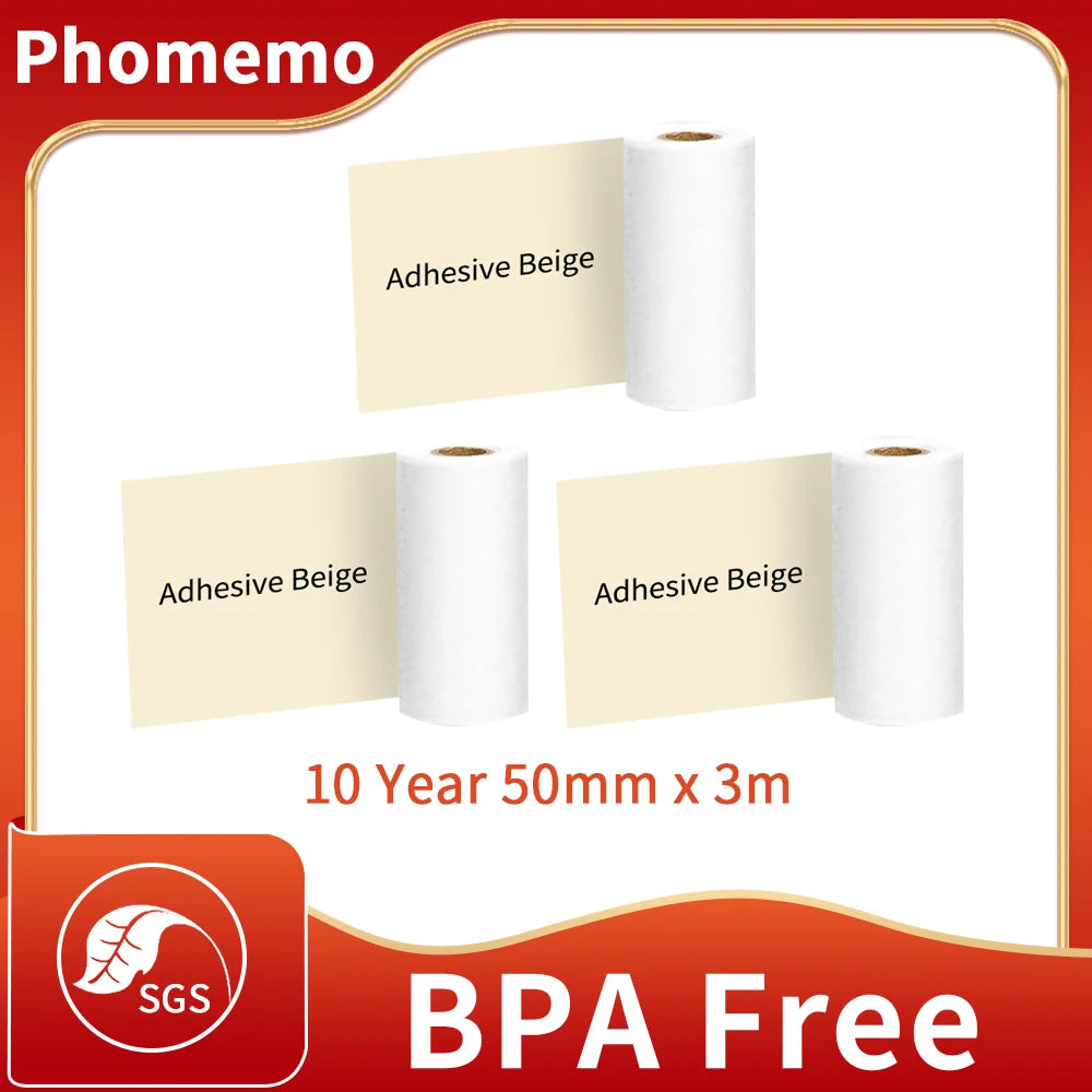 M02/M02Pro Thermal Sticker Paper Sticky Colorful Label Sticker Self-Adhesive Label Rolls Width 50/53Mm Phomemo Thermal Papers