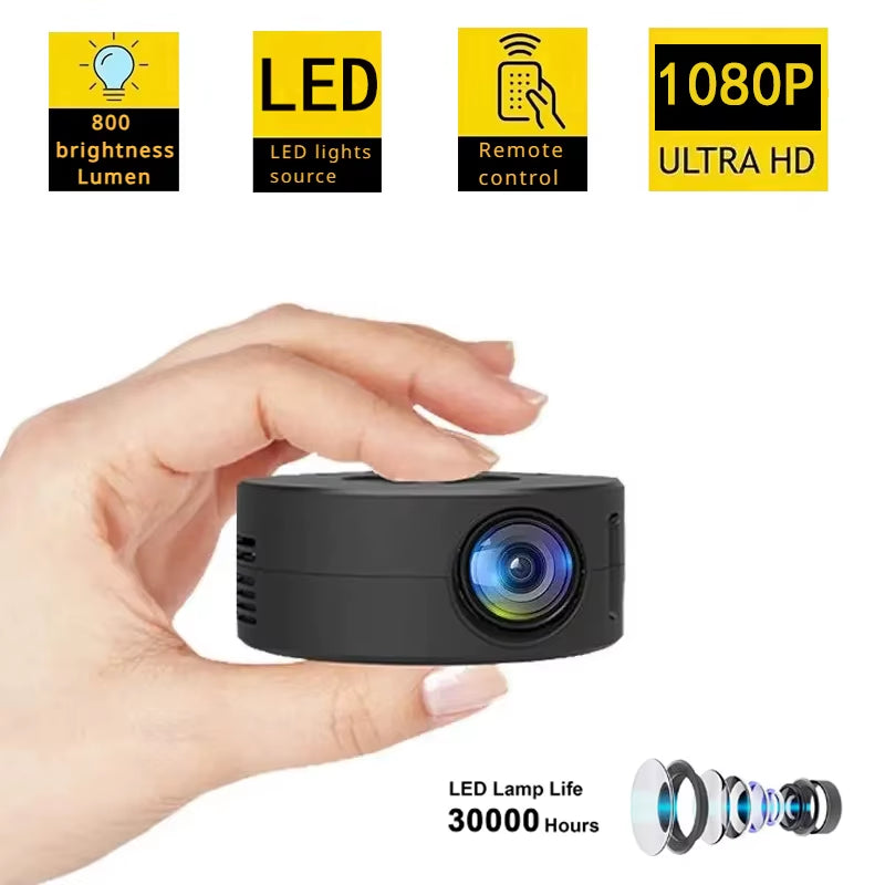 YT200 Portable Mini LED Projector Home Theater Movie Multimedia Projection Device LCD Display Video Movie Player Smart Projector