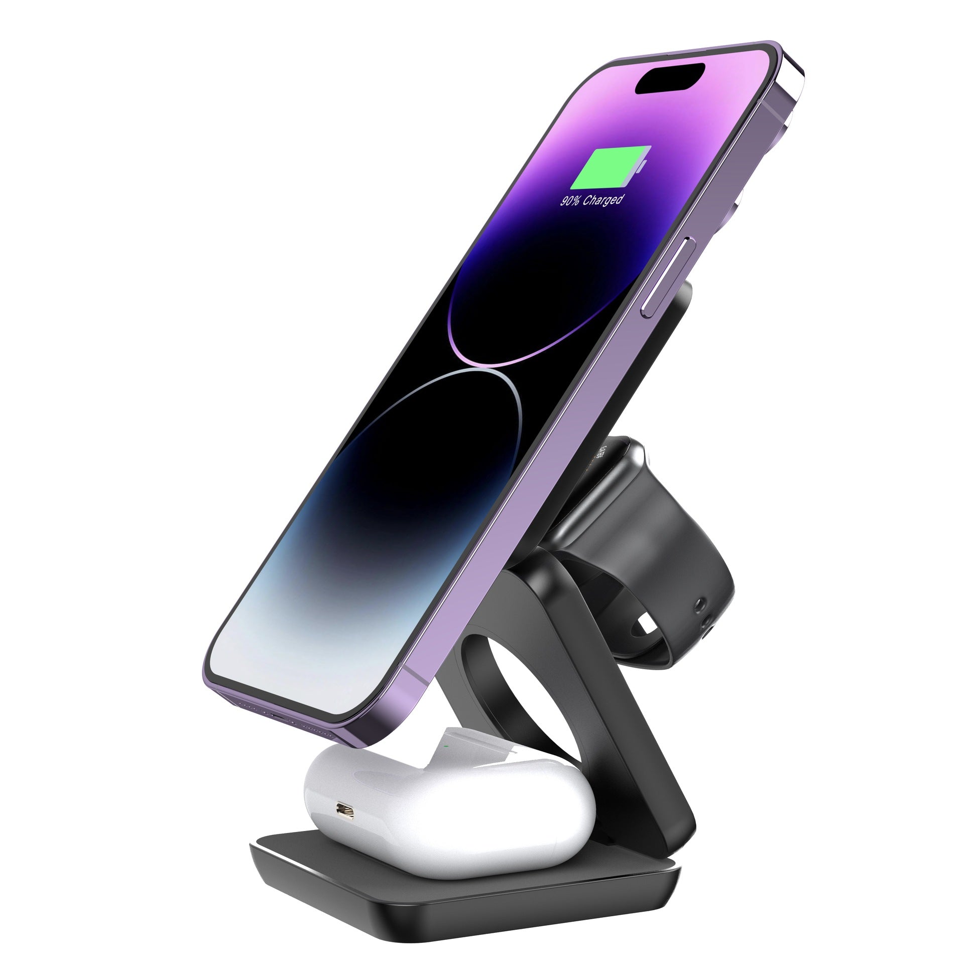 Folding Three-In-One Wireless Charger Portable Magnetic Suction