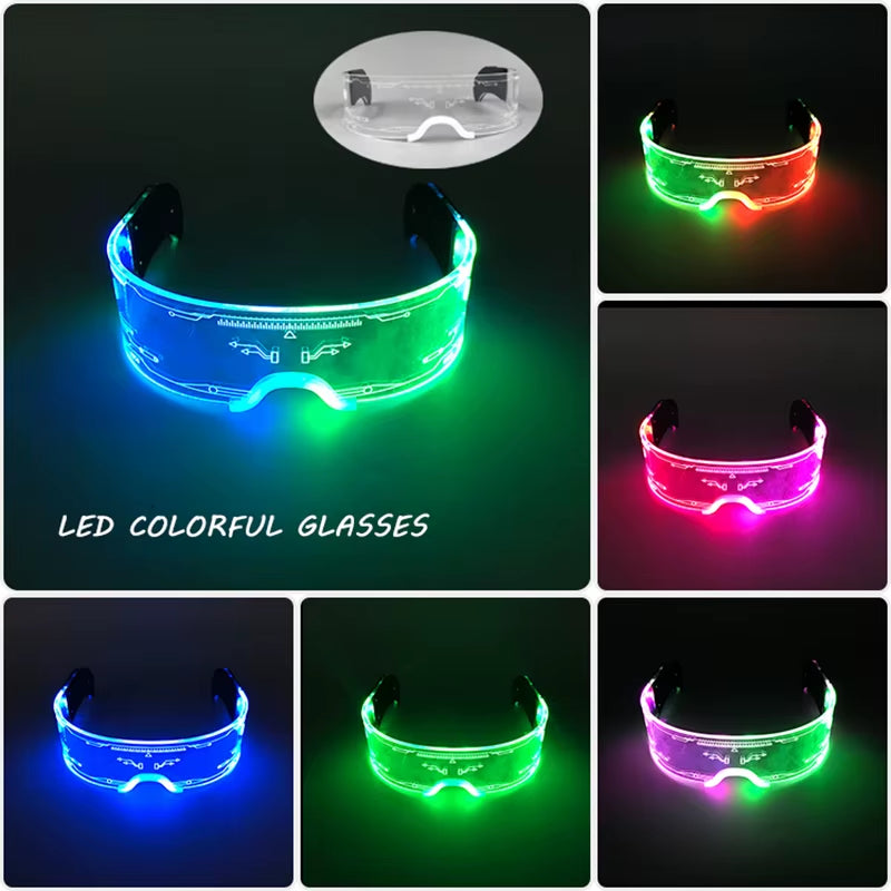 Led Luminous Glasses Bar Masquerade Concert Rave Goggles Rainbow Space Robot Futuristic Led DJ LIGHT Glasses Star Y2K Glasses