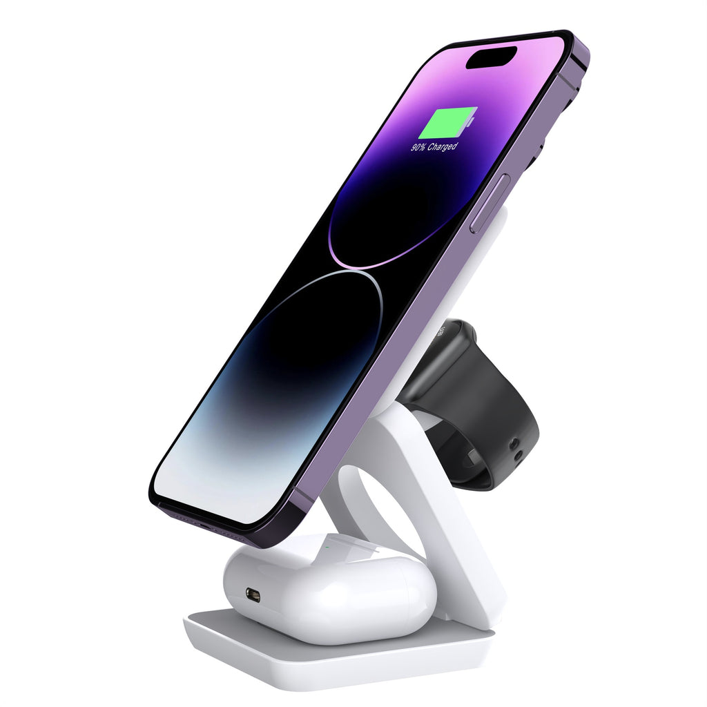 Folding Three-In-One Wireless Charger Portable Magnetic Suction