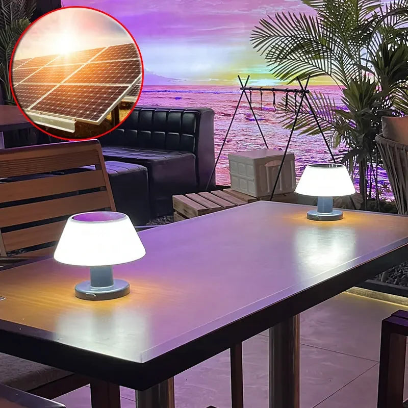 Solar Table Lamp Outdoor Lighting Modern Home Garden Decor Rechargeable Cordless Light Solar Led Light for Restaurant Hotel Bar