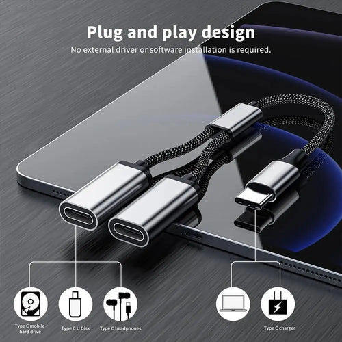 2/3 Port Multi USB Hub Extensions Type C Hub USB Splitter Fast Data Transmission OTG Adapter for PC Laptop Pro