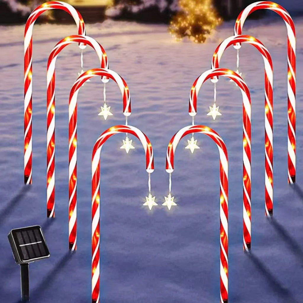 Enchanting Christmas Classic Solar Cane Light - Candy Light for Festive Parties and Courtyard Ambiance