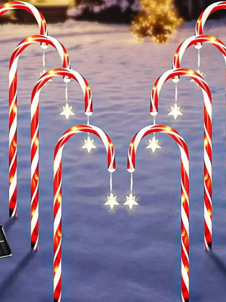 Enchanting Christmas Classic Solar Cane Light - Candy Light for Festive Parties and Courtyard Ambiance