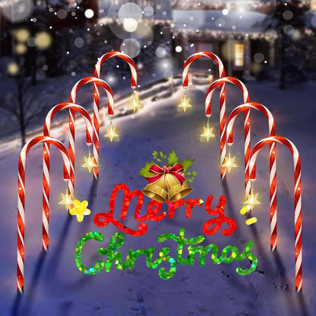 Enchanting Christmas Classic Solar Cane Light - Candy Light for Festive Parties and Courtyard Ambiance