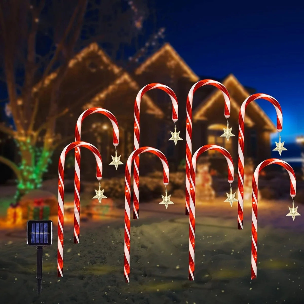 Enchanting Christmas Classic Solar Cane Light - Candy Light for Festive Parties and Courtyard Ambiance