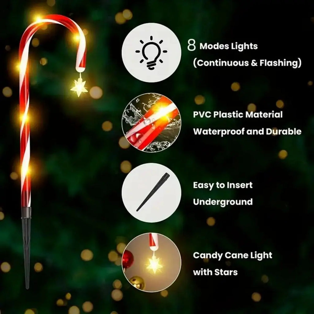 Enchanting Christmas Classic Solar Cane Light - Candy Light for Festive Parties and Courtyard Ambiance