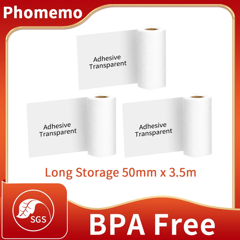 M02/M02Pro Thermal Sticker Paper Sticky Colorful Label Sticker Self-Adhesive Label Rolls Width 50/53Mm Phomemo Thermal Papers