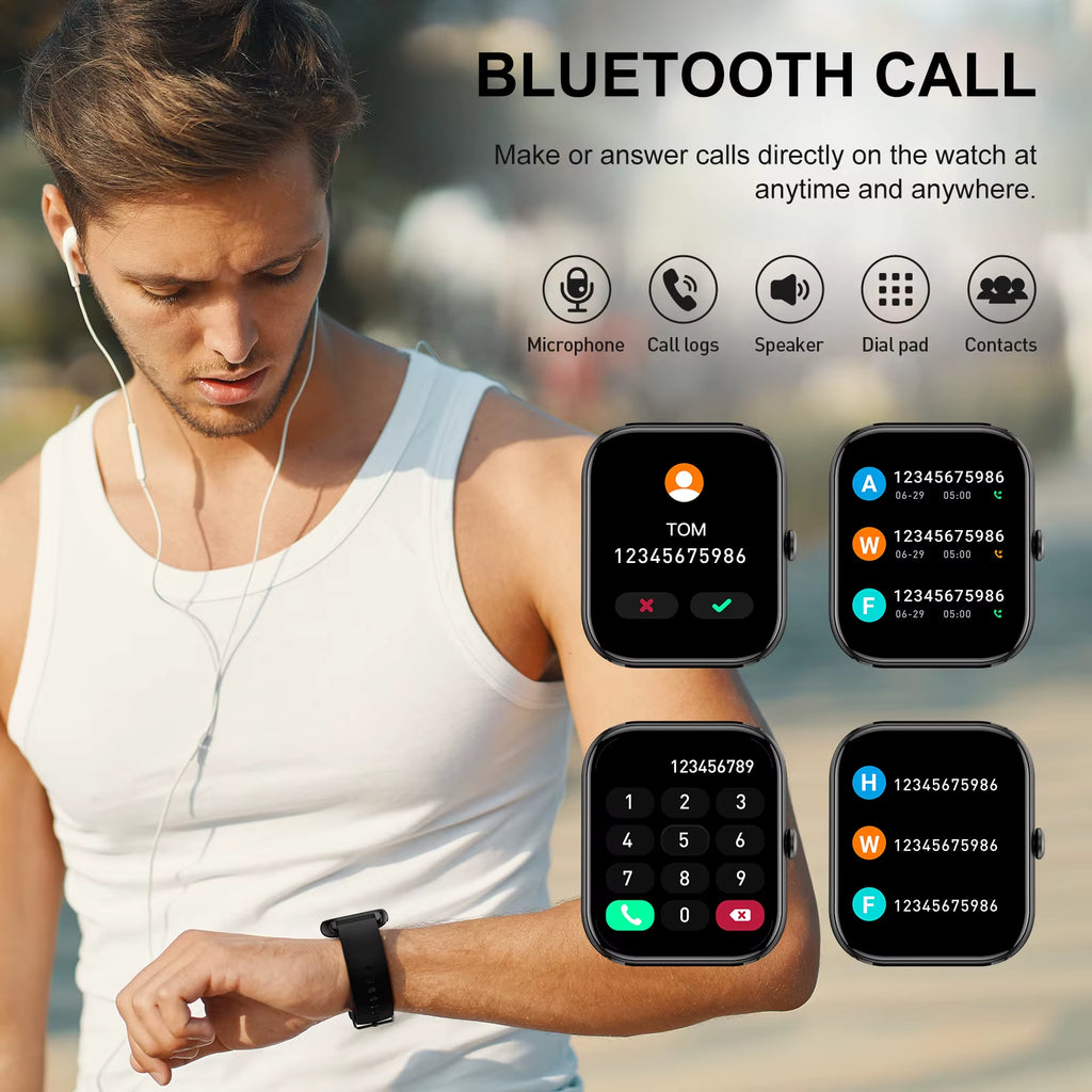 Smart Watch, 1.85" Sports Watch for IP68 Waterproof, 110+ Sport Modes, Fitness Activity Tracker, Ultra Thin Watch.