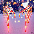 10 Pieces 10 Inch Christmas Garden Outdoor Solar Lights,Small Candy Cane Pathway Markers Lights Waterproof Outdoor Lamp with Solar Panel for Garden Patio Yard Path Lawn Christmas Decoration