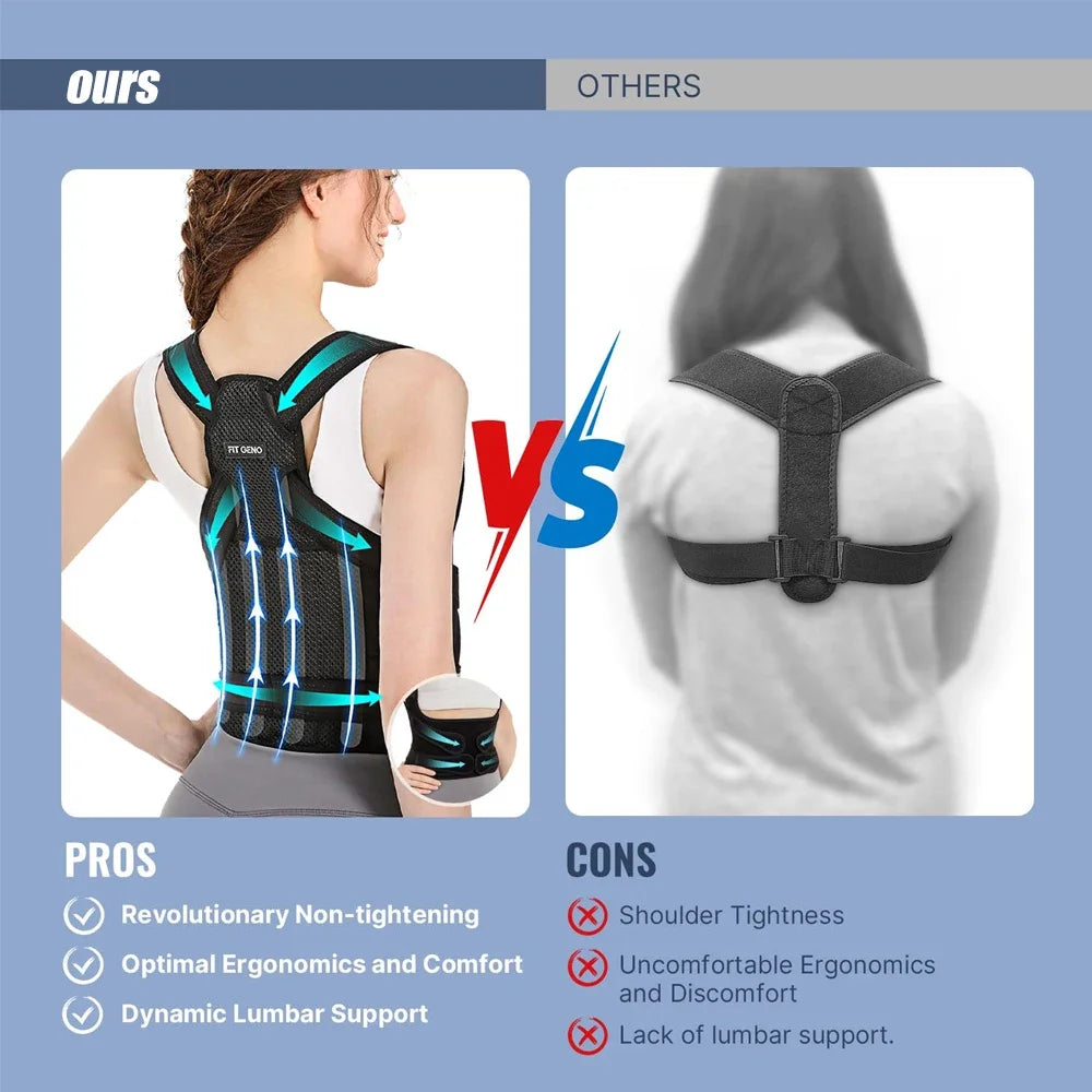 Back Brace and Posture Corrector for Women Men, Adjustable & Lightweight - Scoliosis & Hunchback Correction, Relief Back Pain