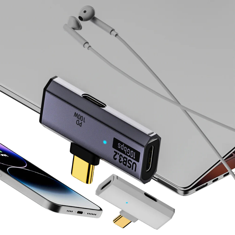 USB C to Dual Type-C Adapter 2-In-1 Splitter with 10Gbps Data & Hifi Headphone, 100W PD Charging for Macbook Laptop Phone Tablet