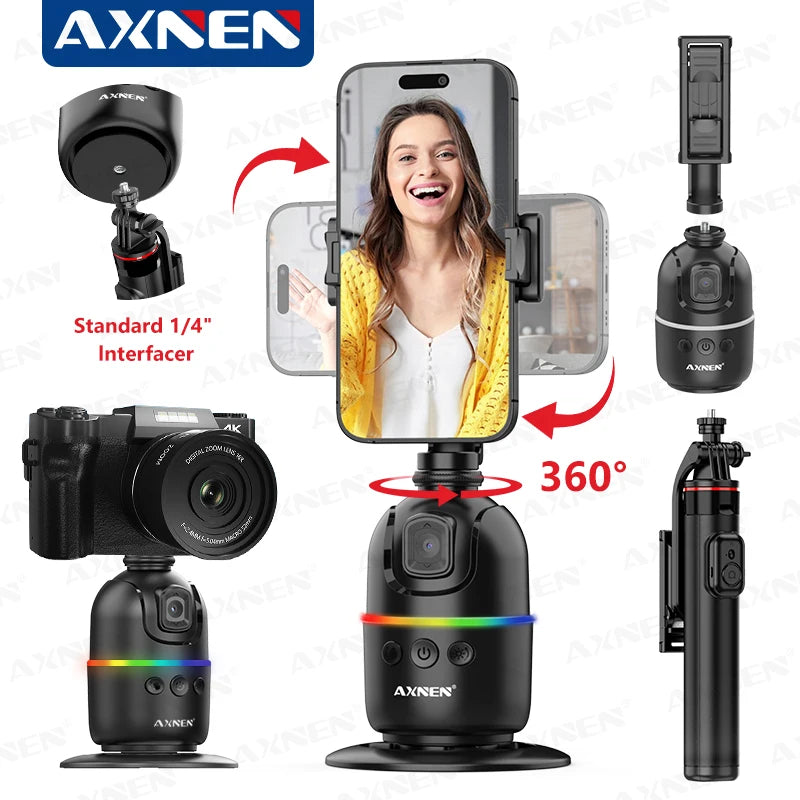 AI P03 Smart Gimbal 360 Auto Face Tracking All-In-One Rotation for Smartphone / Cameras / Action Cam Video Vlog Recording
