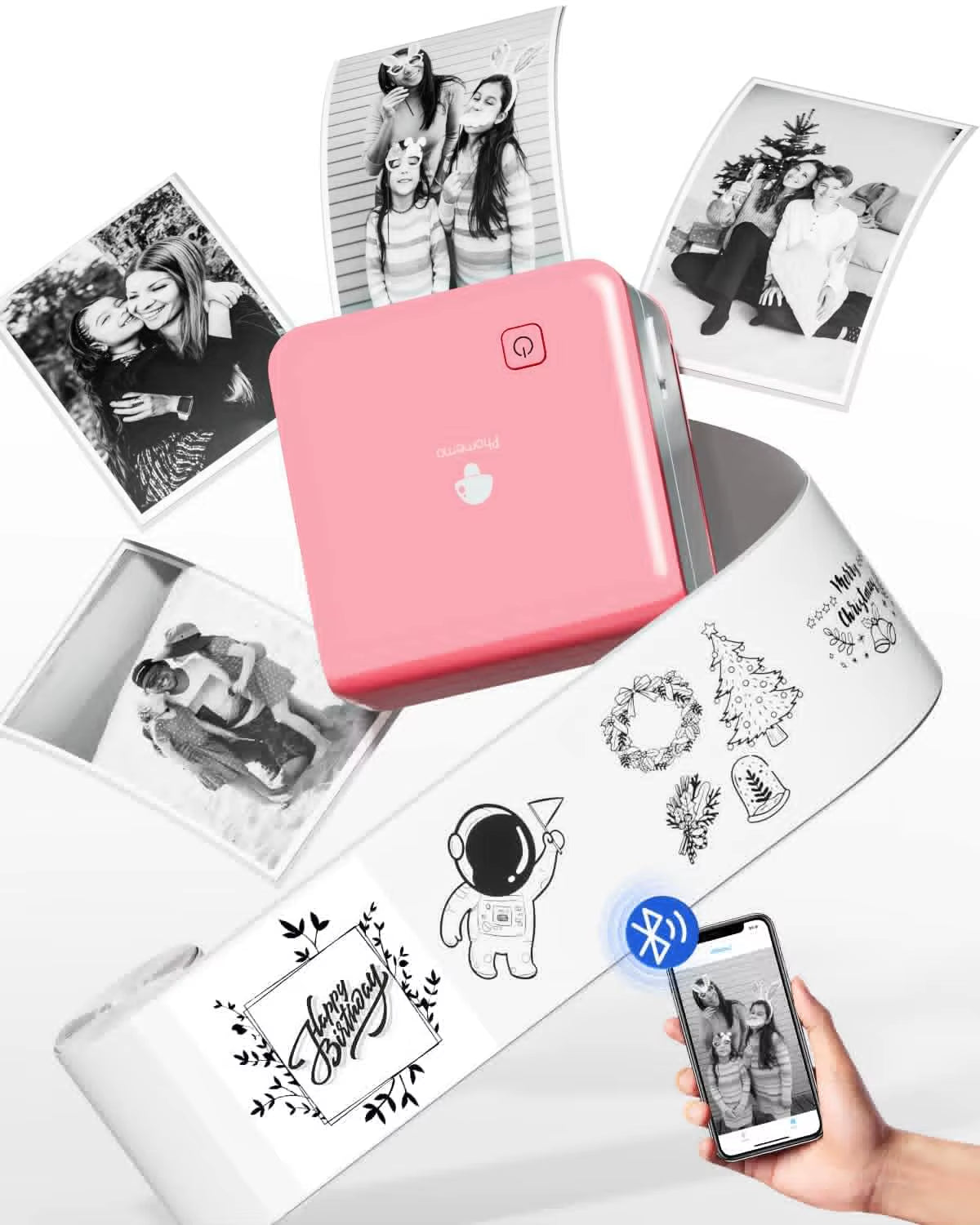 Phomemo M02Pro Mini Portable Thermal Printer Wireless Photo Labeler 300Dpi Inkless Printing 15/25/50/53Mm for Easy Labeling