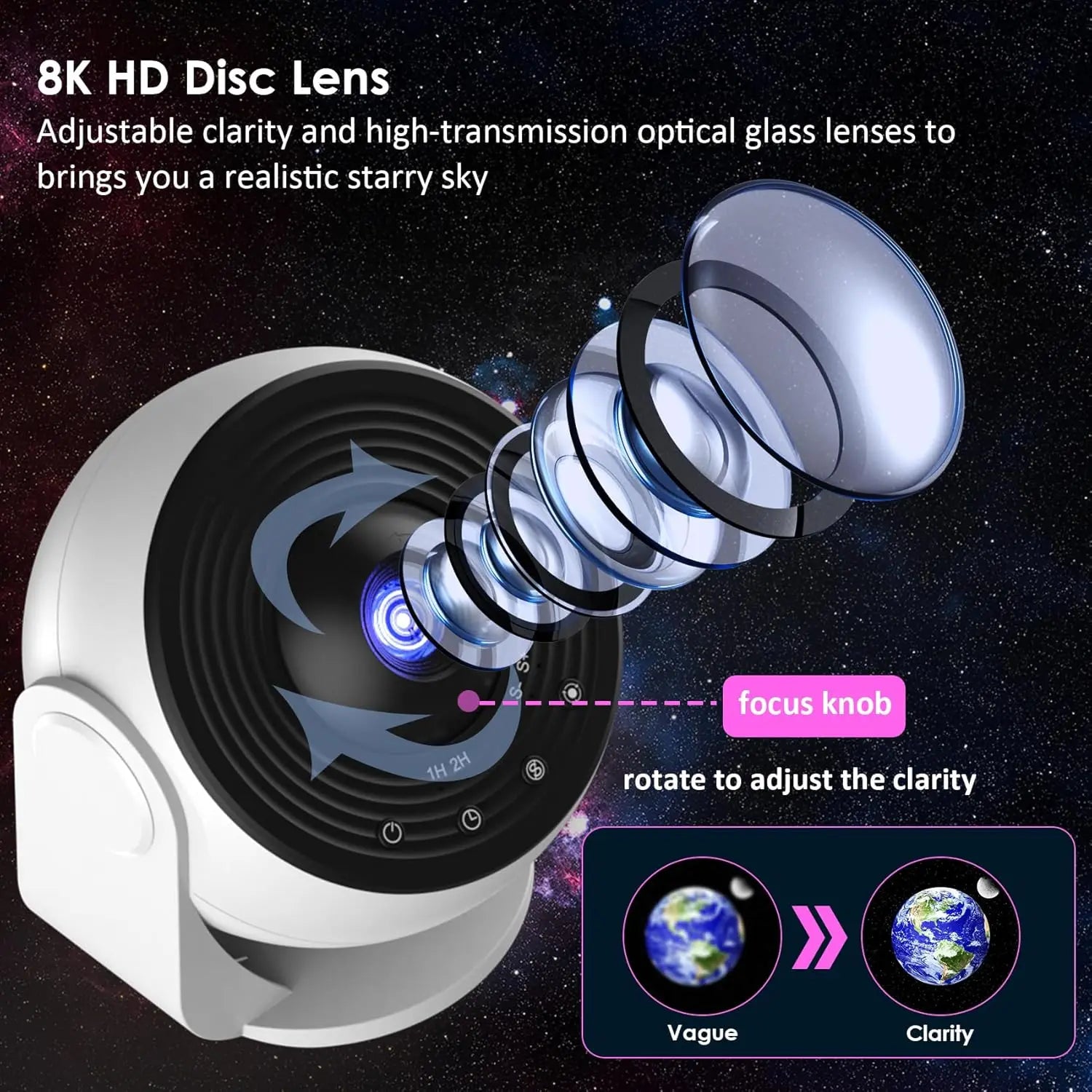 13-In-1 Star Projector Pro 360° Rotating HD Galaxy Projector Pro, with Remote Control White Noise Function, Bluetooth Speaker