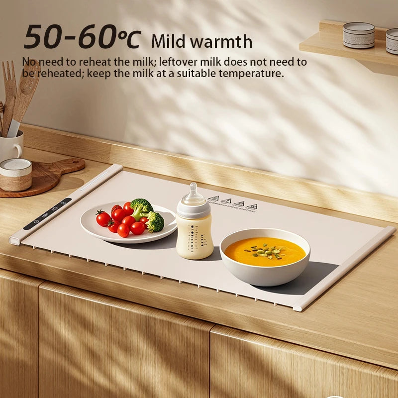 Electric Warming Tray Food Warmer Plate Foldable Portable Smart Food Fast Heating Mat Electric Warming Tray with 8 Tem Setting