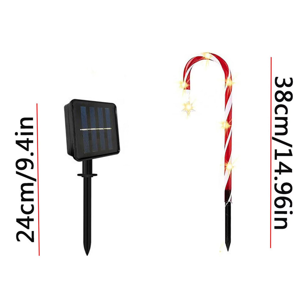 10 Pieces 10 Inch Christmas Garden Outdoor Solar Lights,Small Candy Cane Pathway Markers Lights Waterproof Outdoor Lamp with Solar Panel for Garden Patio Yard Path Lawn Christmas Decoration