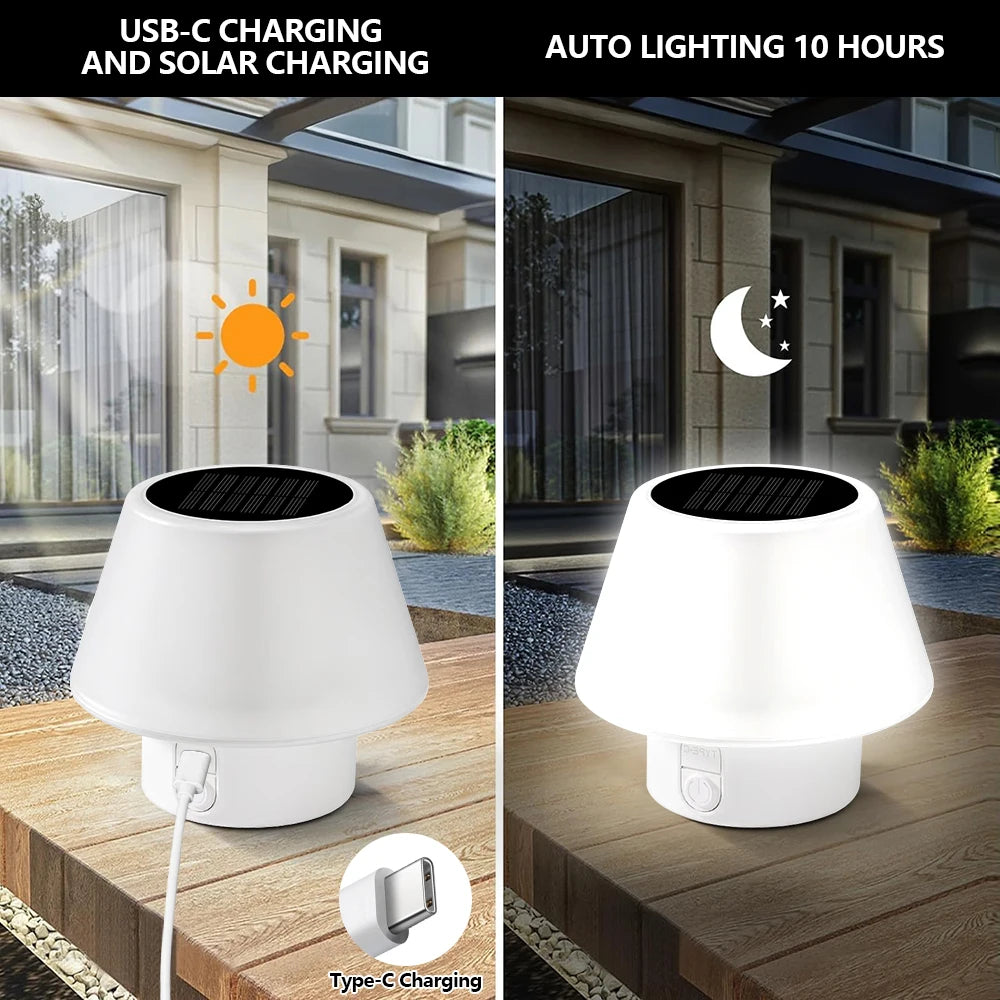 Mini, Solar, Waterproof, Rechargeable Table Lamp