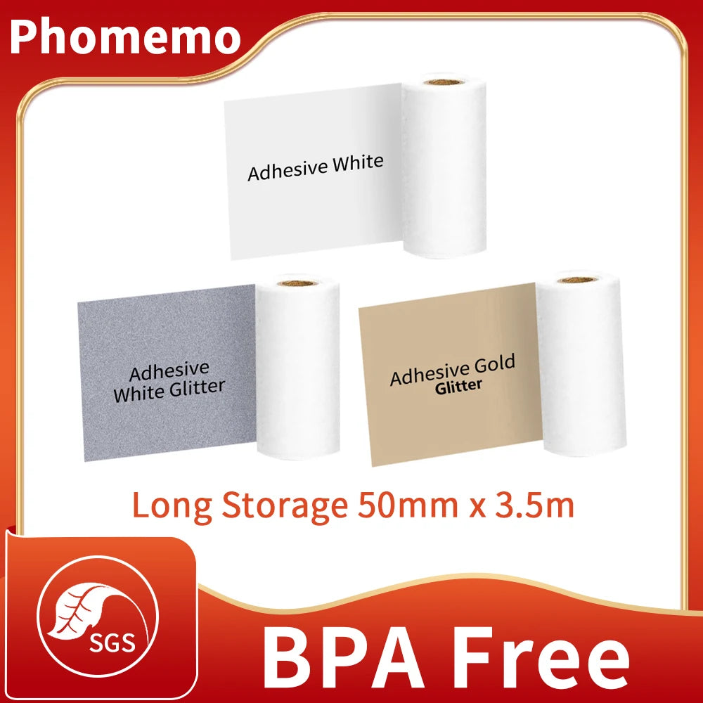 M02/M02Pro Thermal Sticker Paper Sticky Colorful Label Sticker Self-Adhesive Label Rolls Width 50/53Mm Phomemo Thermal Papers