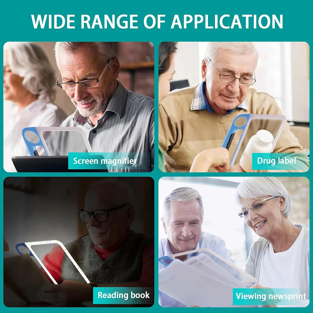 5X 10X Full Page Reading Magnifier with Illumination Handheld Magnifier for Elderly Reading Low Vision Magnifier