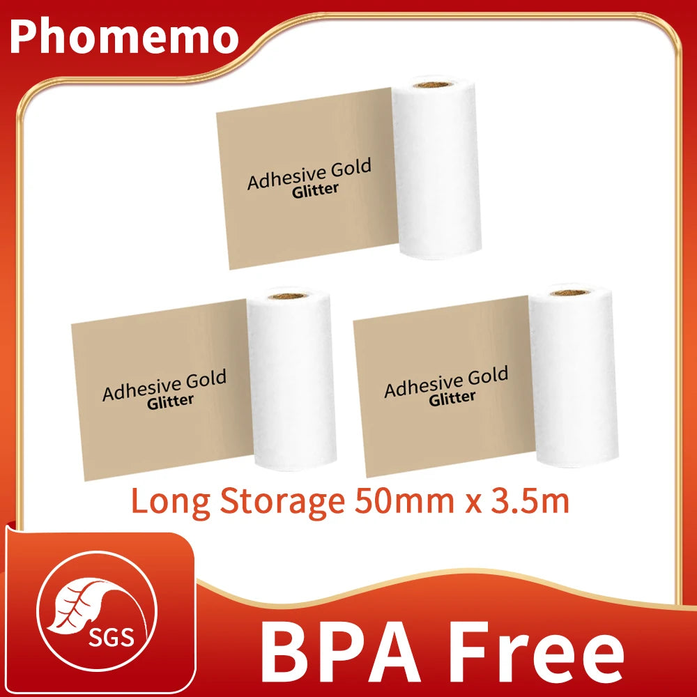 M02/M02Pro Thermal Sticker Paper Sticky Colorful Label Sticker Self-Adhesive Label Rolls Width 50/53Mm Phomemo Thermal Papers