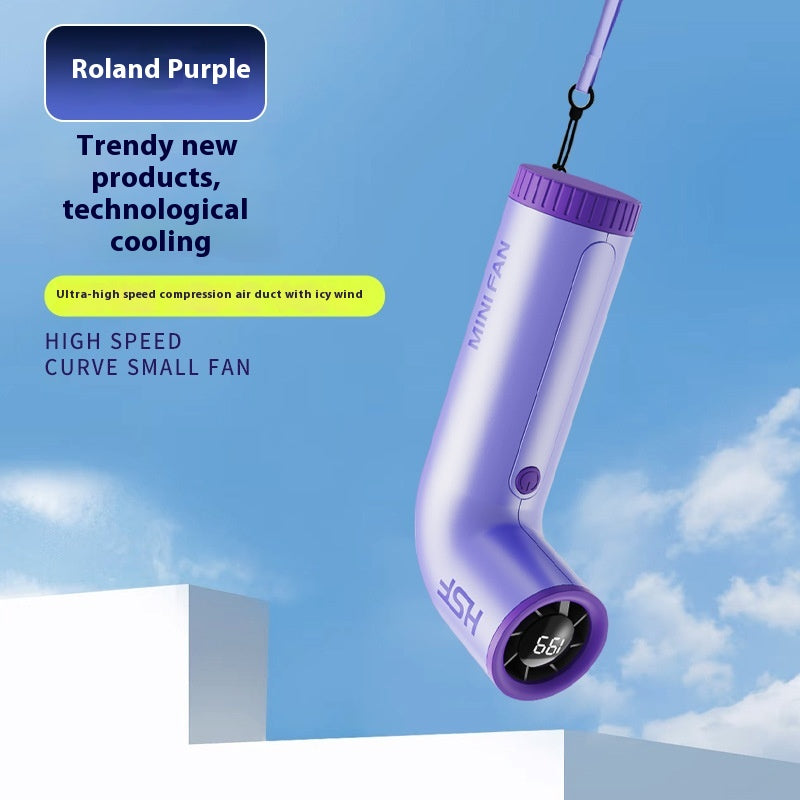 High-Speed Portable Fan Little Turbine Digital Display Charging Long Endurance Portable Fan Rechargeable Strong Wind 199 Gear Speed Electric Adjustable Turbo Handheld Fan