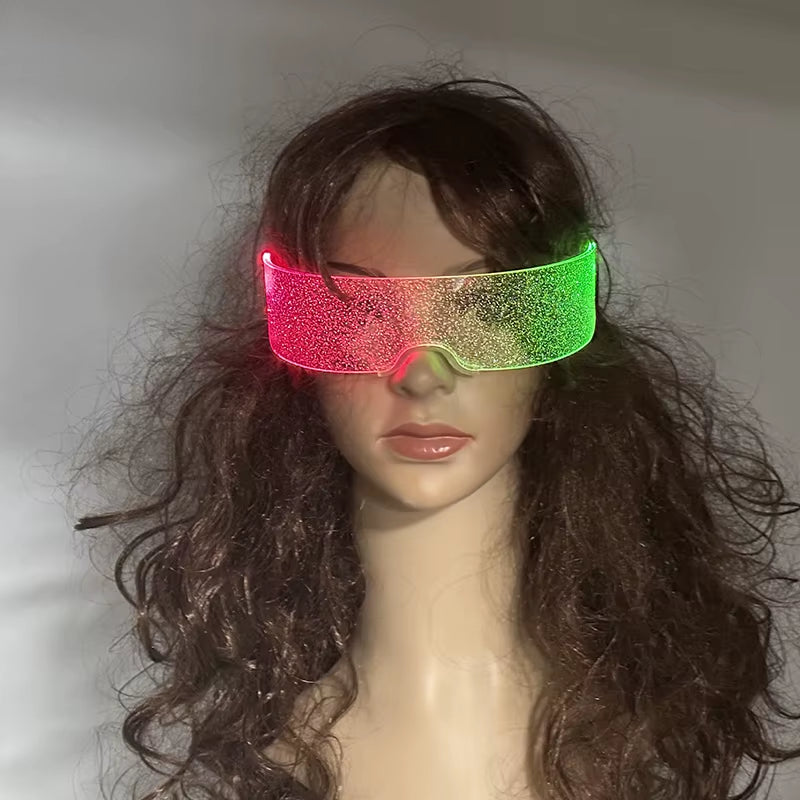 Led Luminous Glasses Bar Masquerade Concert Rave Goggles Rainbow Space Robot Futuristic Led DJ LIGHT Glasses Star Y2K Glasses
