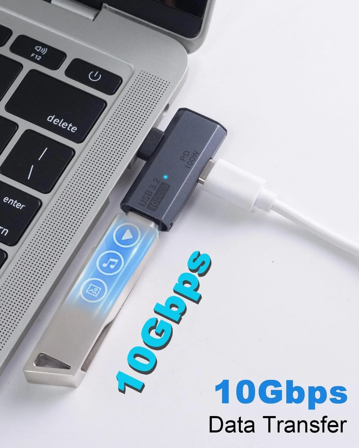 USB C to Dual Type-C Adapter 2-In-1 Splitter with 10Gbps Data & Hifi Headphone, 100W PD Charging for Macbook Laptop Phone Tablet