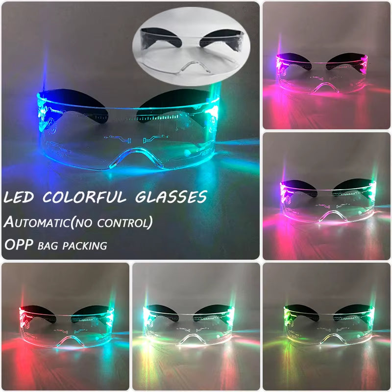 Led Luminous Glasses Bar Masquerade Concert Rave Goggles Rainbow Space Robot Futuristic Led DJ LIGHT Glasses Star Y2K Glasses