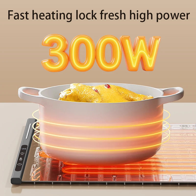 Electric Warming Tray Food Warmer Plate Foldable Portable Smart Food Fast Heating Mat Electric Warming Tray with 8 Tem Setting