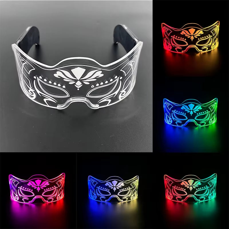 Led Luminous Glasses Bar Masquerade Concert Rave Goggles Rainbow Space Robot Futuristic Led DJ LIGHT Glasses Star Y2K Glasses